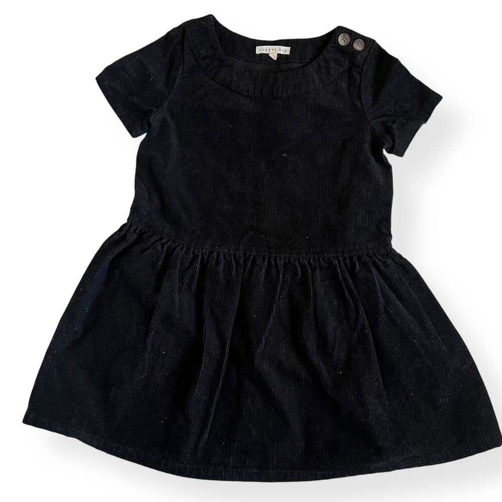 Copper Key Black Cotton Corduroy Dress